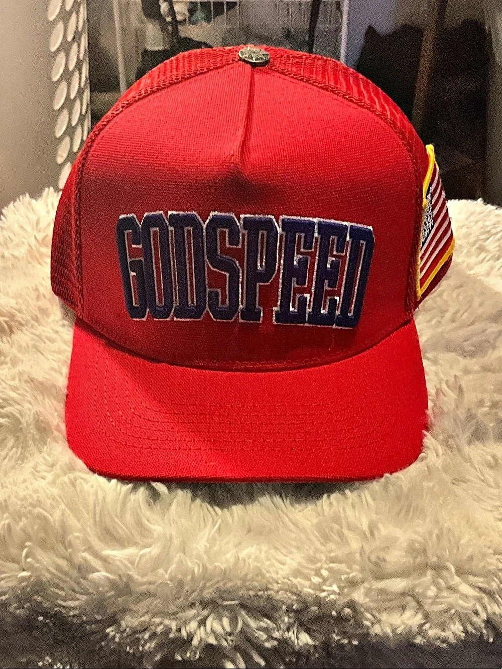 American Needle GODSPEED trucker hat Red Trucker Hat Like New